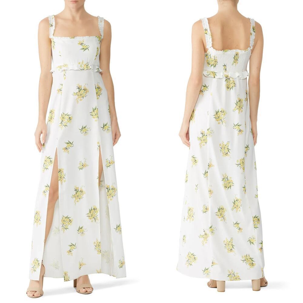 Show Me Your Mumu Bristol Dress Floral Sleeveless Square Neck Maxi Tank White M